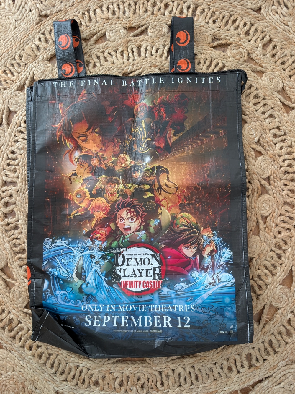 Demon Slayer Infinity Castle Black Graphic Tote Bag